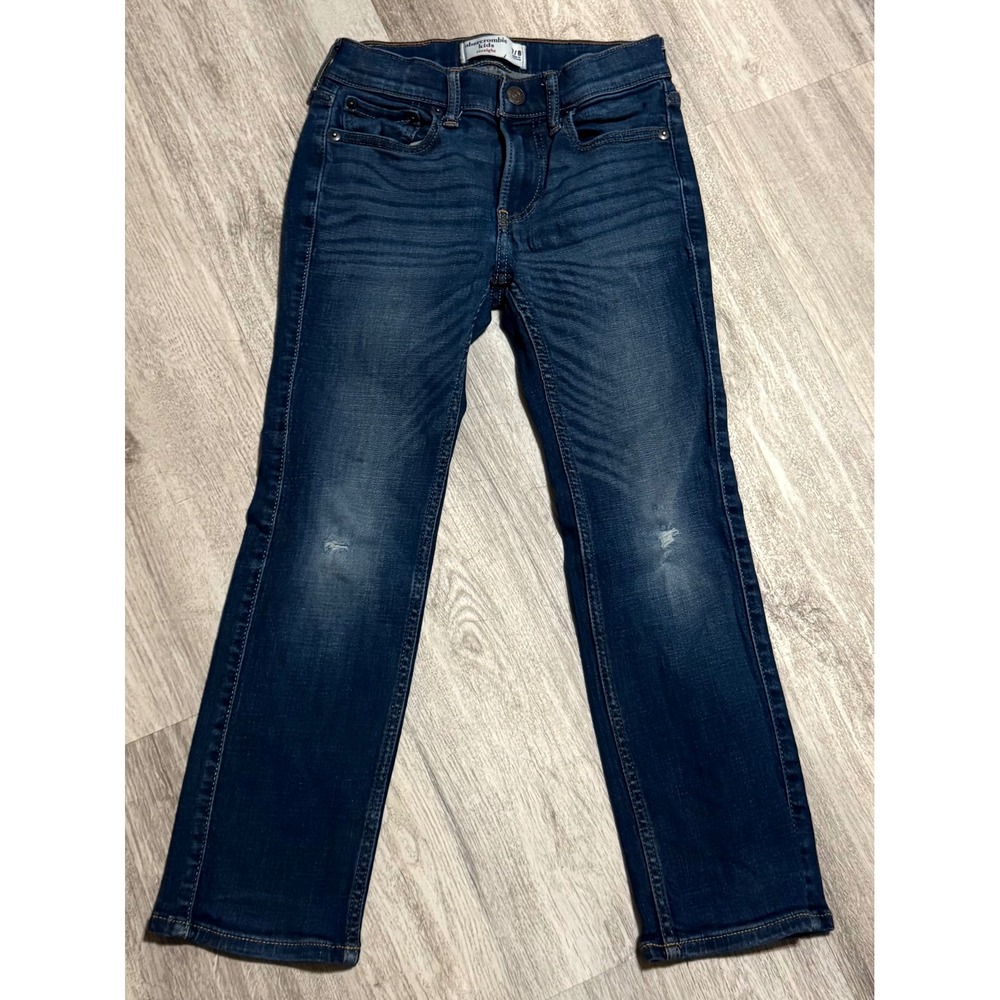 Abercrombie‎ Kids Straight Jeans Dark Wash Distressed Size 7 8